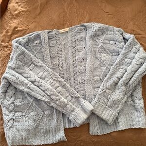 moon & madison Cable Knit Cardigan in Soft Gray